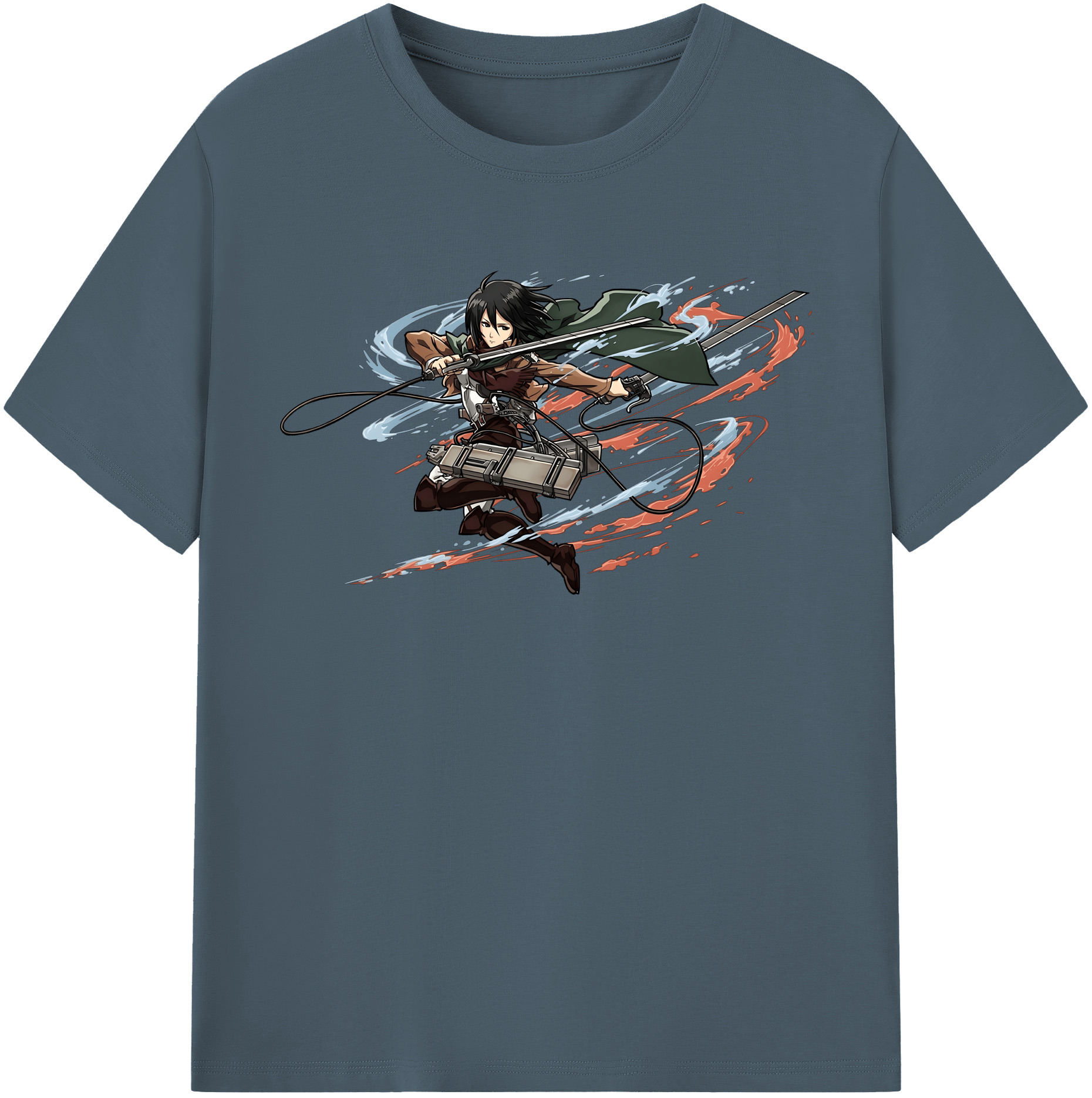 （画像用） 進撃の巨人 ミカサ·アッカーマン Attack on Titan Mikasa Ackerman 綿100％半袖Tシャツ（フロントプリント）